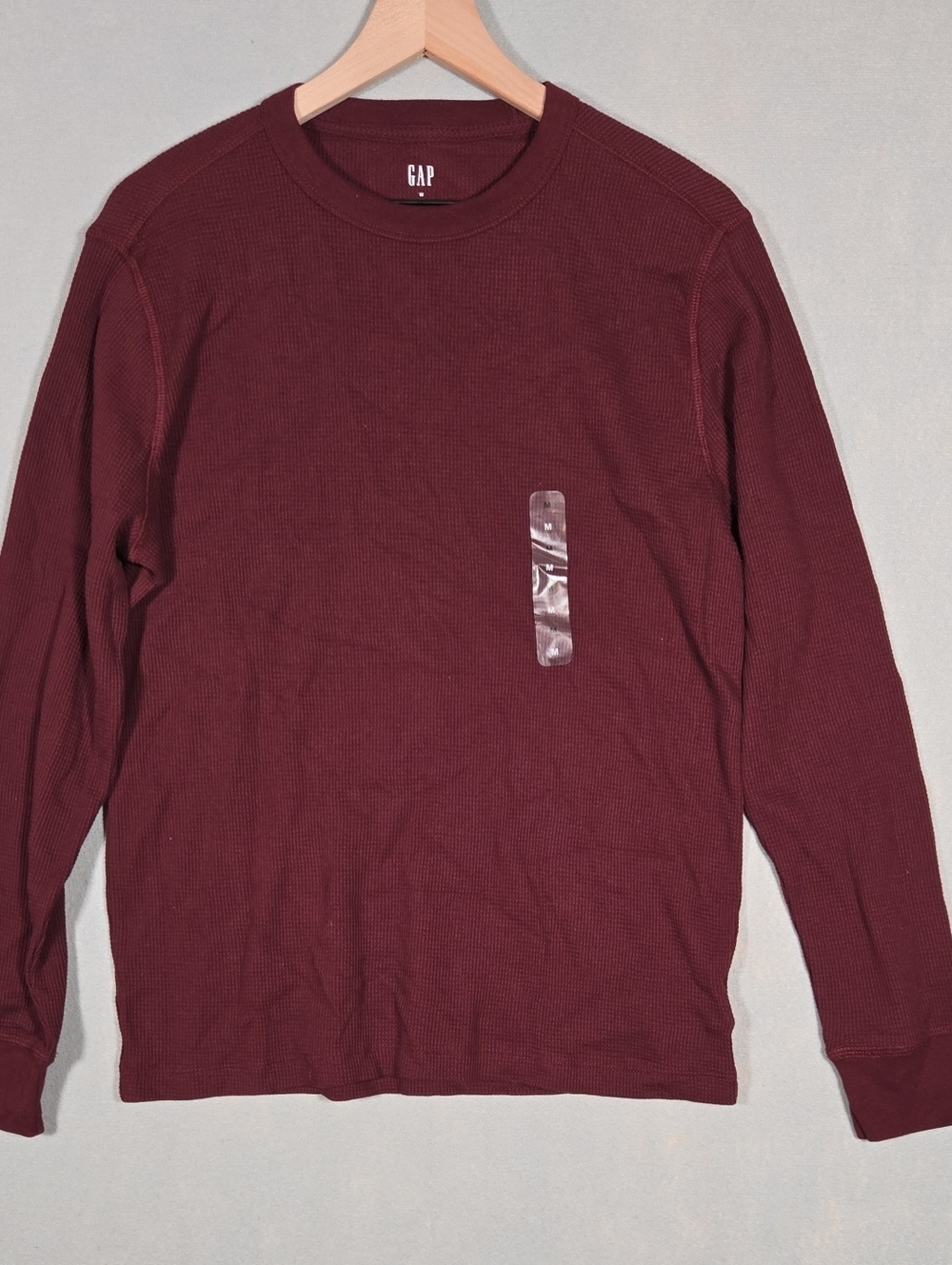 Gap Men's Maroon Long Sleeve Waffle Shirt Medium NWT